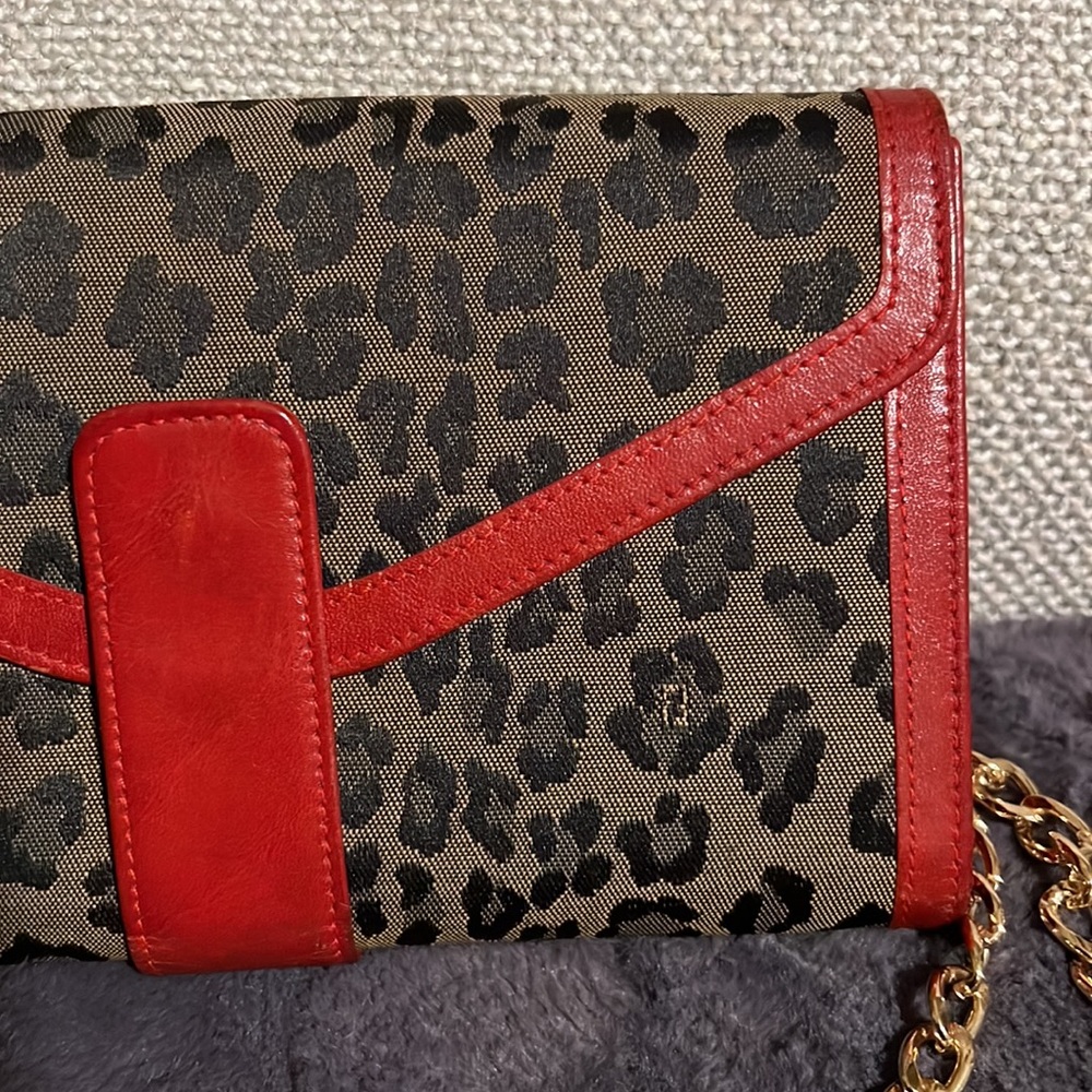 Authentic Fendi clutch WOC leopard red - Picture 4 of 17